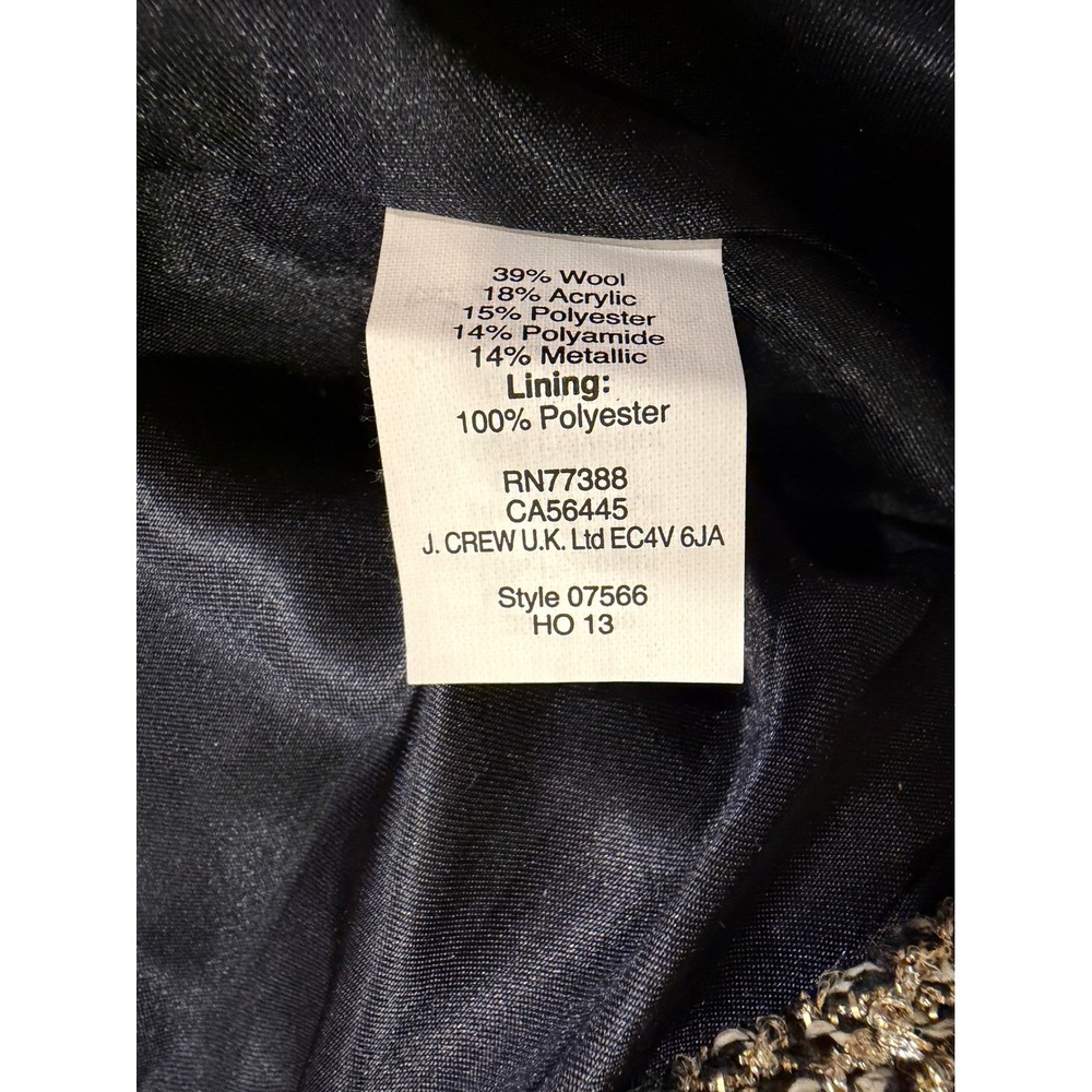 J.Crew Collection Tweed Blazer Jacket Gold Black Size 8 Holiday Party Statement - Picture 7 of 7